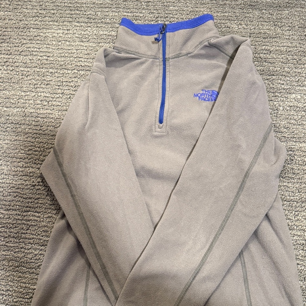 The North Face Gray Fleece with Blue Trim